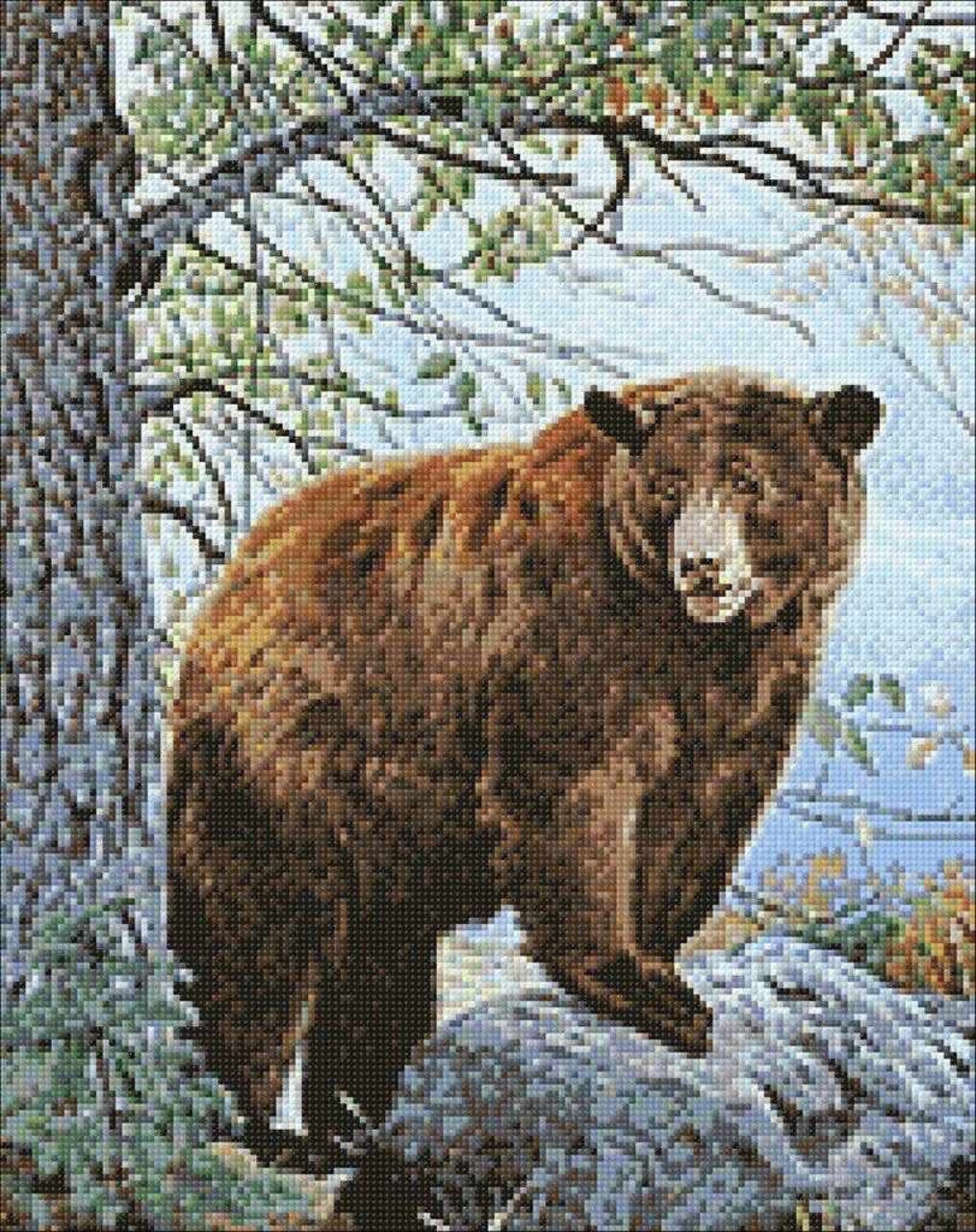Brown Bear WD083 14.9 x 18.9 inches Wizardi Diamond Painting Kit